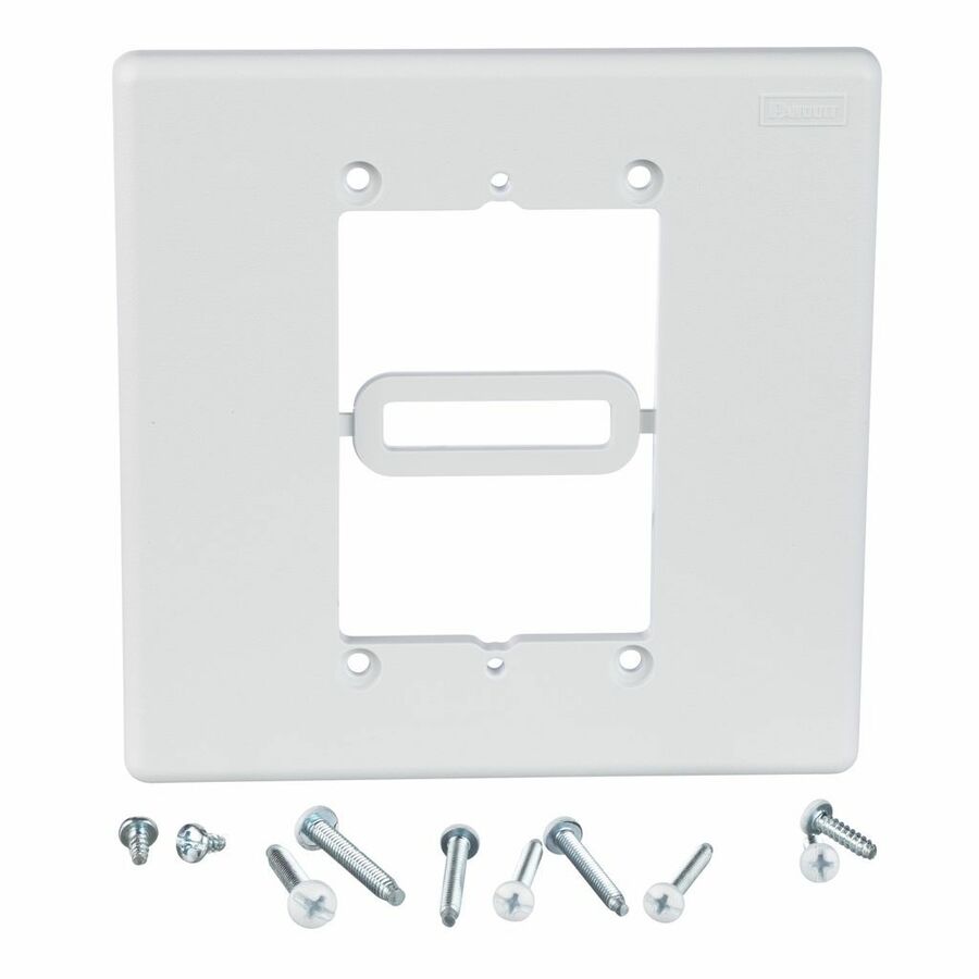 Panduit Wall adapter, reduces double gang opening to single gang opening, White