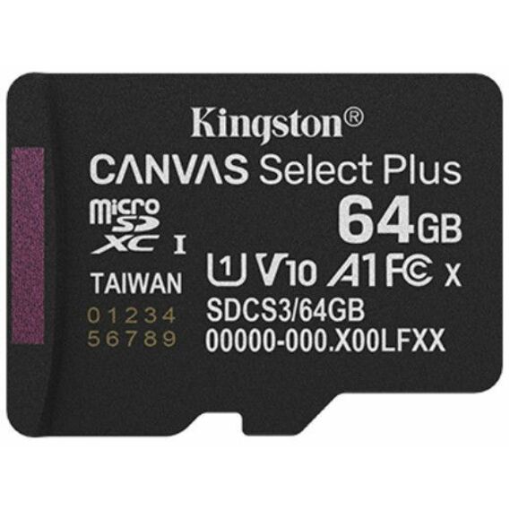 Kingston Canvas Select Plus 64 GB Class 10/UHS-I (U1) V10 microSDXC