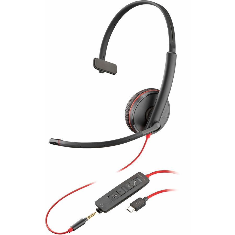 Poly Blackwire 3215 Monaural Headset +USB-C/A Adapter TAA