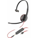 Poly Blackwire 3215 Monaural Headset +USB-C/A Adapter TAA