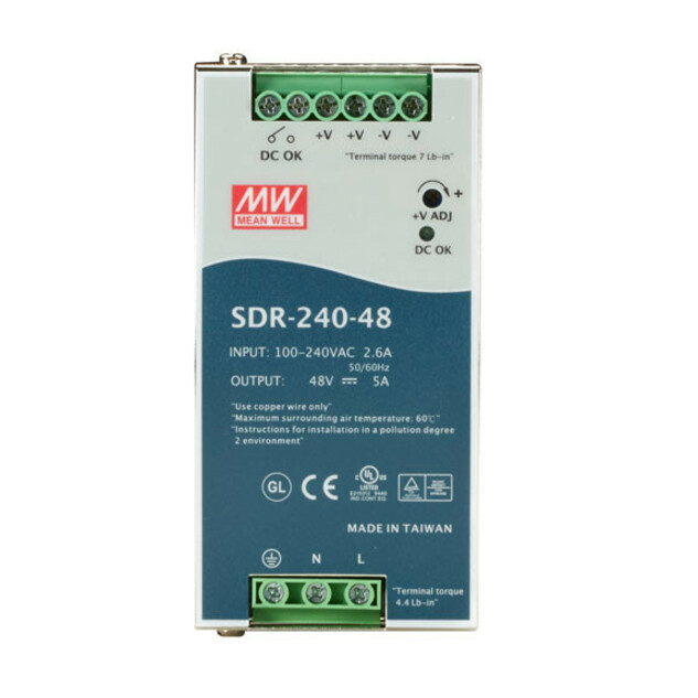 Black Box DIN Rail Power Supply - 240 Watts, 48 VDC