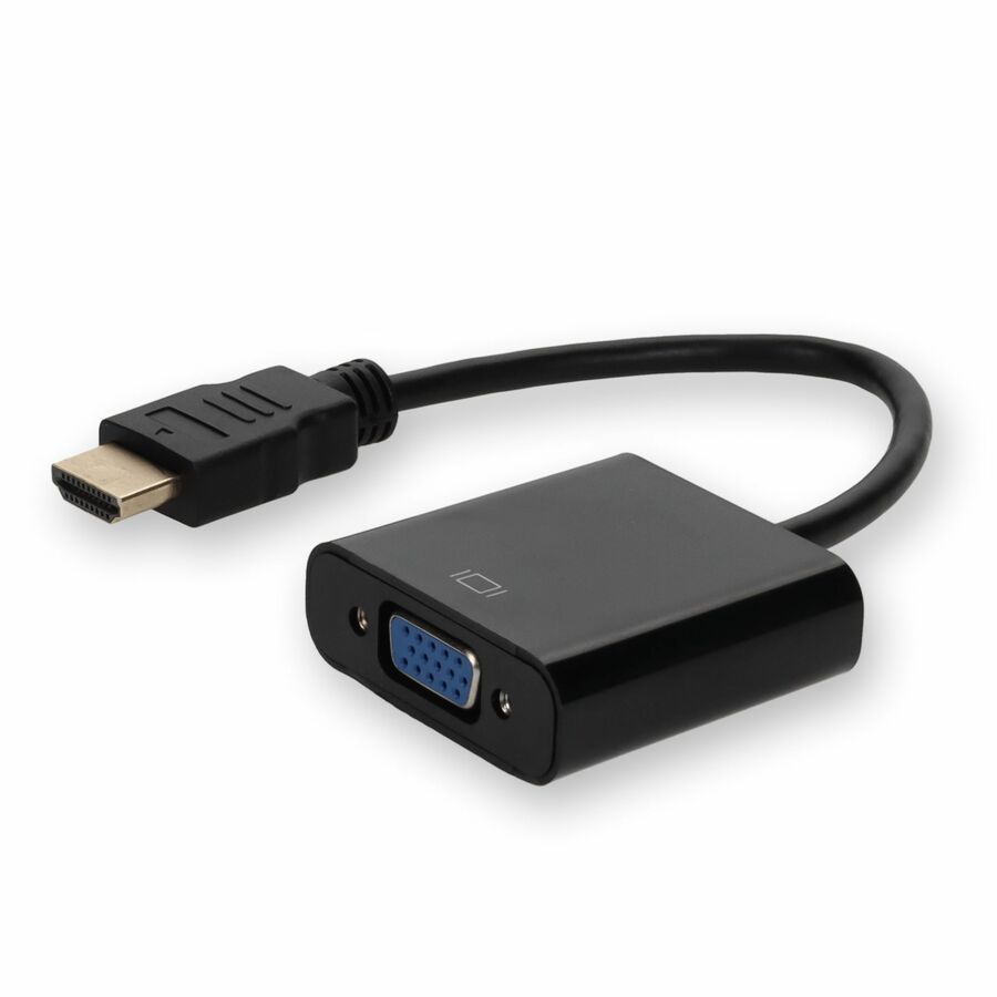 AddOn HDMI 1.3 Male to VGA Female Black Adapter Which Includes 3.5mm Audio and Micro USB Ports For Resolution Up to 1920x1200 (WUXGA)