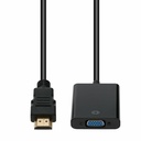 AddOn 8in HDMI (Male) to VGA (Female) Black Adapter Which Includes 3.5mm Audio and Micro USB Ports, 1080P 60Hz