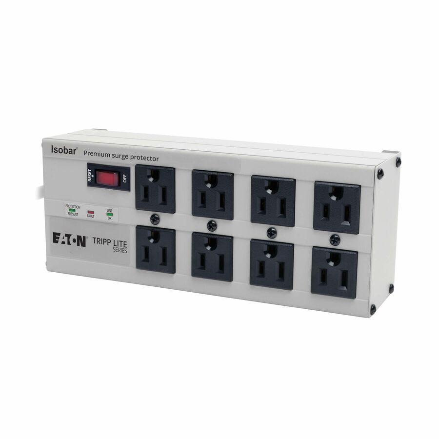 Tripp Lite by Eaton Isobar 8-Outlet Surge Protector 12 ft. Cord with Right-Angle Plug 3840 Joules Diagnostic LEDs Metal Housing