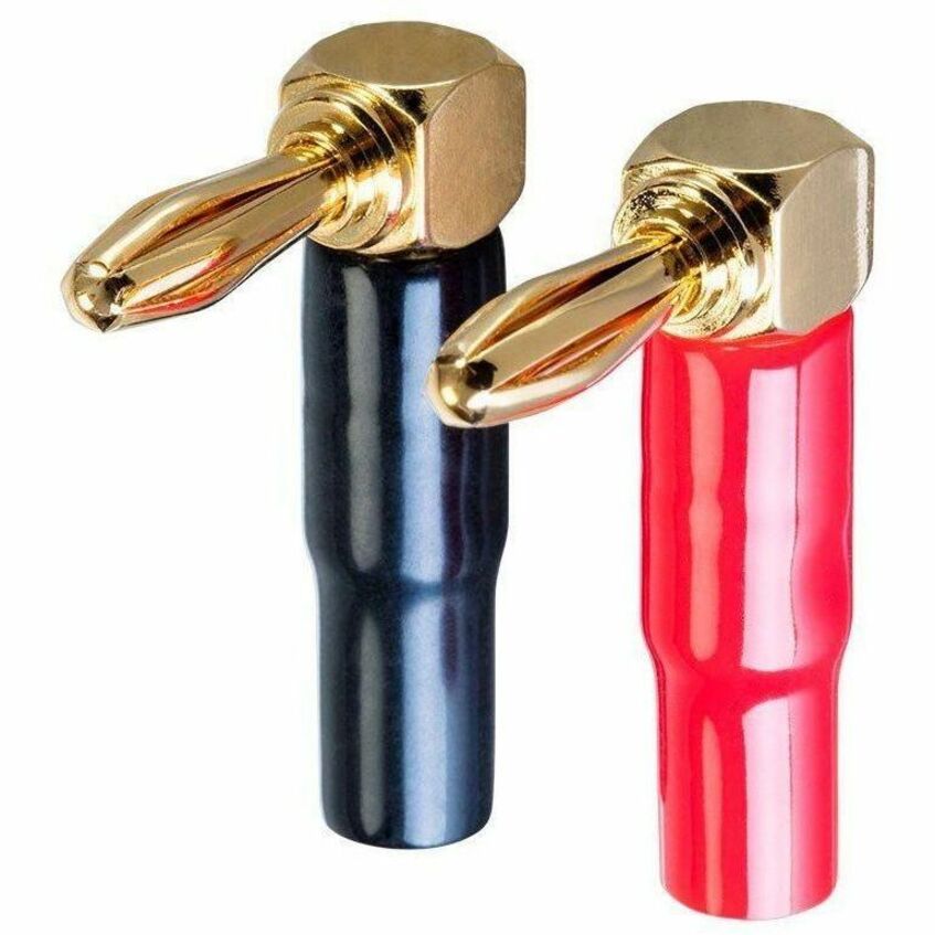 Monoprice 2 Pair Right Angle 24k Gold Plated Banana Speaker Wire Cable Screw Plug Connecto