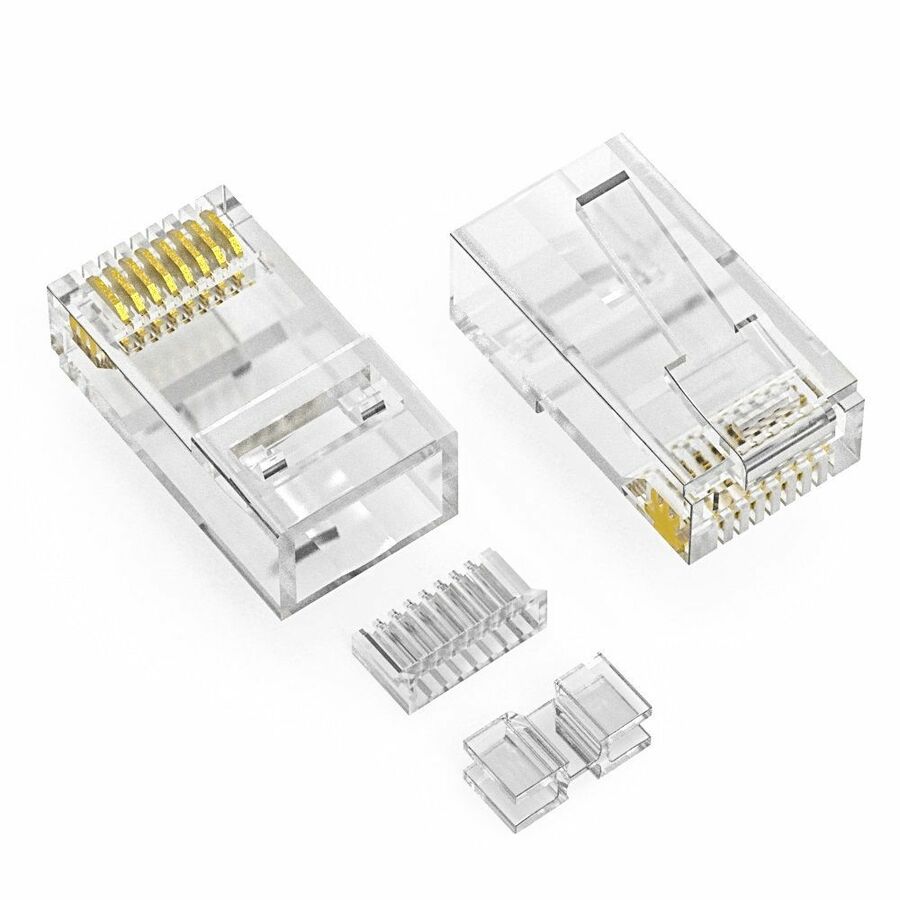 Axiom RJ45 CAT6A UTP Plug, 3pc Type, Solid/Stranded Wire, 50 Micron, 100-pack