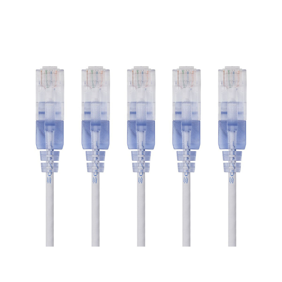 Monoprice 5-Pack, SlimRun Cat6A Ethernet Network Patch Cable, 7ft White