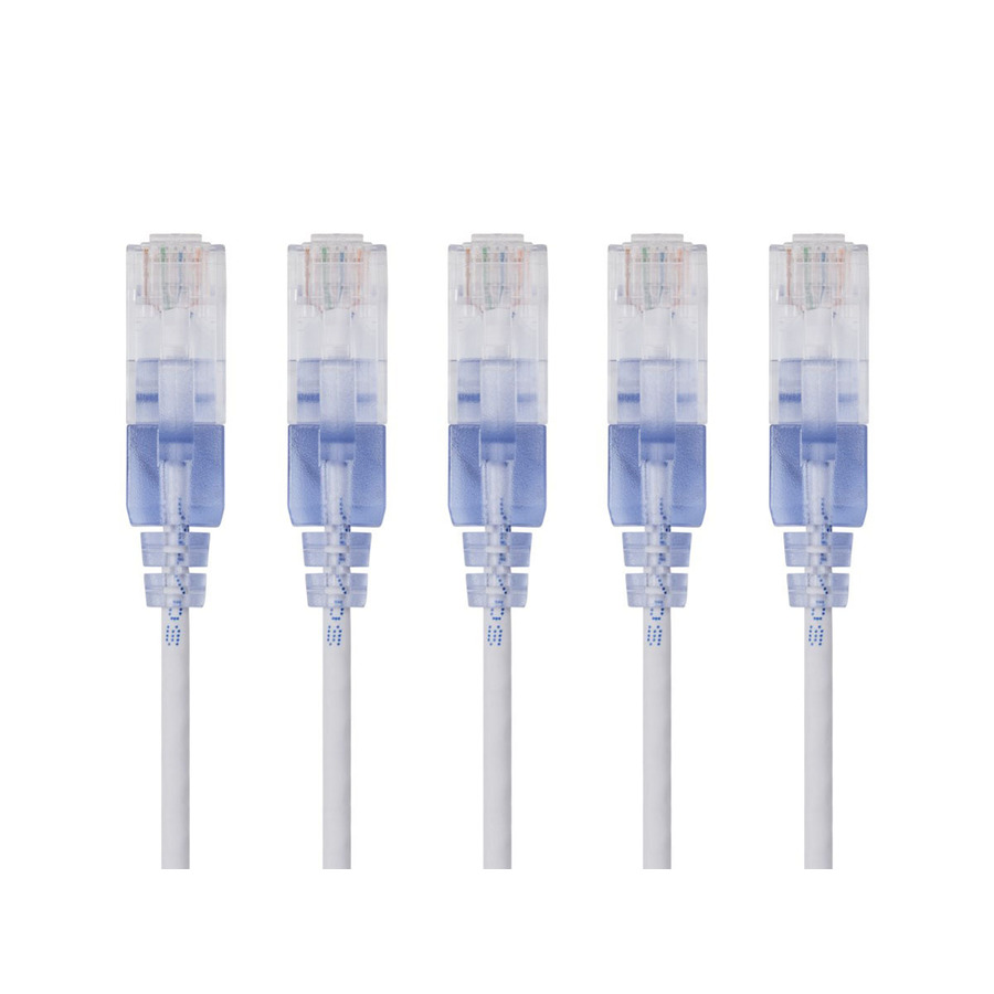 Monoprice 5-Pack, SlimRun Cat6A Ethernet Network Patch Cable, 3ft White