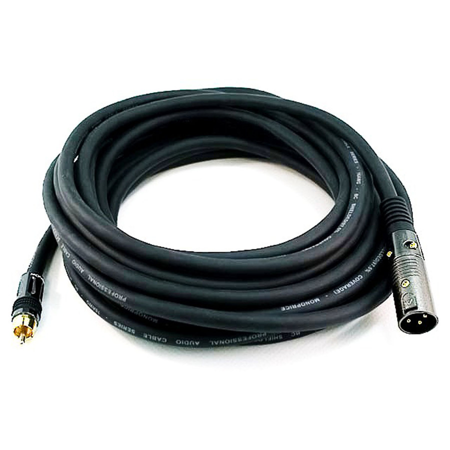 Monoprice 25ft Premier Series XLR Male to RCA Male 16AWG Cable (Gold Plated)