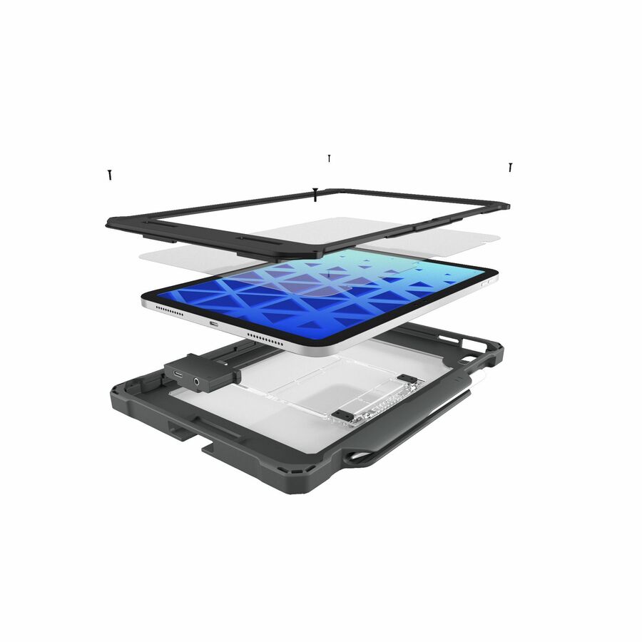 MAXCases Shield Extreme-X2 for iPad 10/11 10.9" w/3.5 mm Adapter and Tamper-Resistant Design (2022) (Black Bezel-Gray Chromebook Case)