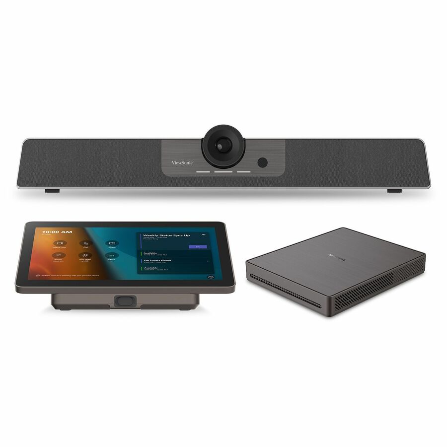 ViewSonic TeamJoin TRS10-UB Bundle Certified for Microsoft Teams Rooms includes MPC310-W31-TU Computing Engine mini-PC, MRC1010-TN 10-inch touch console, and UMB202 3-in-1 4K UHD Video Conference Camera