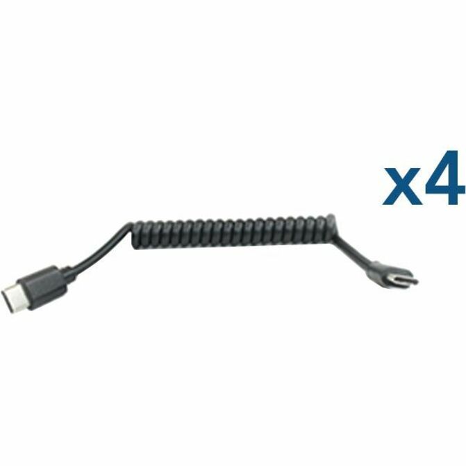 JAR Systems - USB-C to USB-C Tip Connectors - 4 Pack - 4 USB-C to USB-C Coiled Cables - AC Adapter-Free Charging