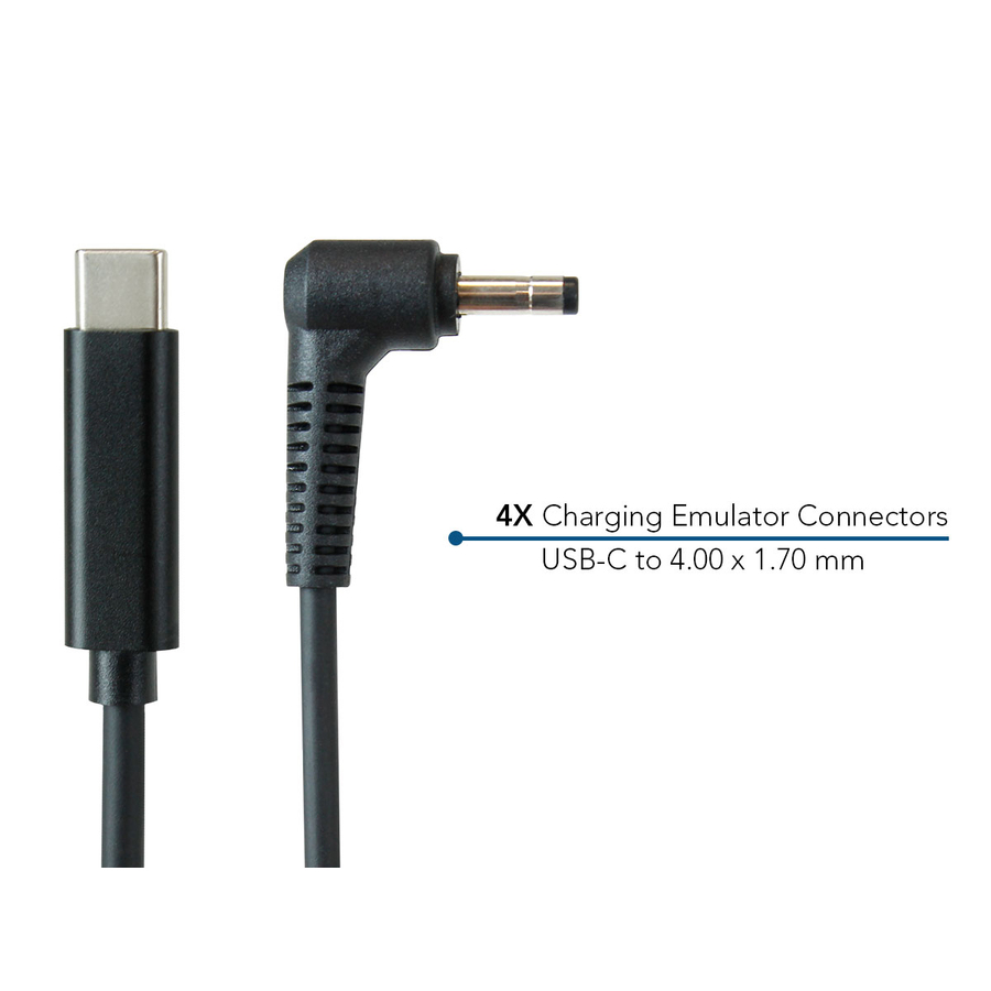 JAR Systems Emulator Charging Cables for Lenovo Devices 4-Pack of USB-C PD to 4.00 x 1.70 mm Connectors