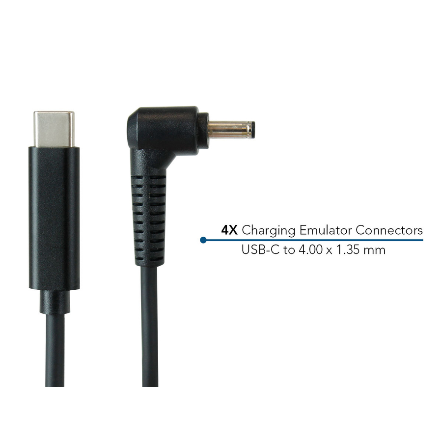 JAR Systems Emulator Charging Cables for Asus Devices 4-Pack of USB-C PD to 4.00 x 1.35 mm Connectors