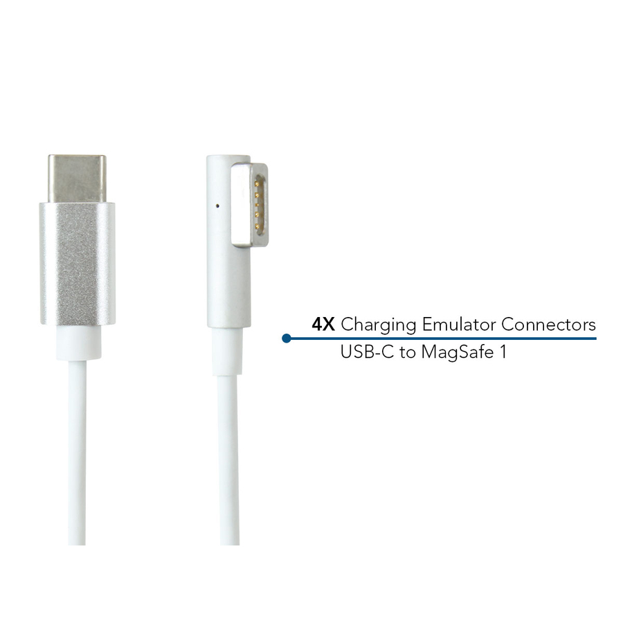 JAR Systems Emulator Charging Cables for Macbook Devices 4-Pack of USB-C PD to 0.5 in 5-Pin Magnetic MagSafe 1 Tip Connectors