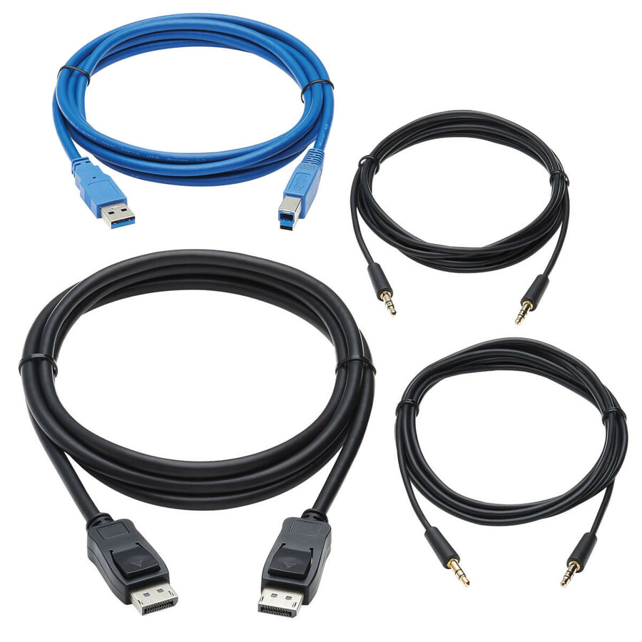 Eaton Tripp Lite Series DisplayPort KVM Cable Kit for B005-DPUA2-K and B005-DPUA4 KVM, 4K DP, USB 3.2, 3.5 mm, 10 ft. (3.1 m)