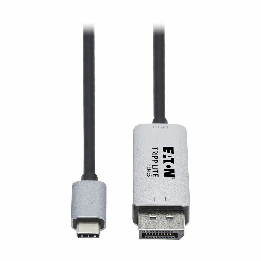 Eaton Tripp Lite Series USB-C to DisplayPort 1.4 Active Adapter Cable (M/M), UHD 8K/30 Hz or 4K/144 Hz, Black/Silver, 6 ft. (1.8 m)