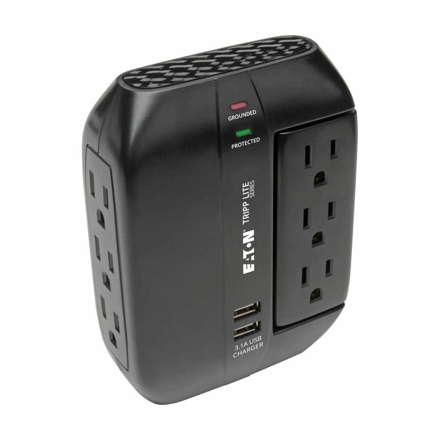 Eaton Tripp Lite Series Protect It! 6-Outlet Surge Protector with 3 Rotatable Outlets - Direct Plug-In, 1200 Joules, 2 USB Ports