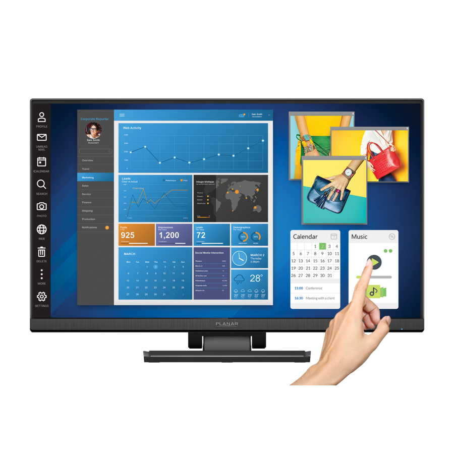 Planar Helium PCT2435 LCD Touchscreen Monitor - 16:9 - 14 ms