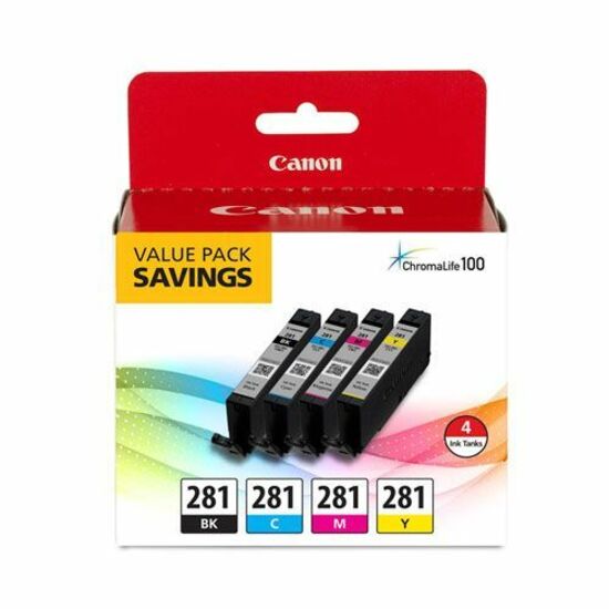 Canon CLI-281 Inkjet Ink Cartridge - Value Pack - Black, Cyan, Magenta, Yellow - 4 Pack