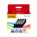 Canon CLI-281 Inkjet Ink Cartridge - Value Pack - Black, Cyan, Magenta, Yellow - 4 Pack