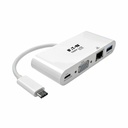 Eaton Tripp Lite Series USB-C Multiport Adapter, VGA, USB 3.x (5Gbps) Hub Port, Gigabit Ethernet and 60W PD Charging, White
