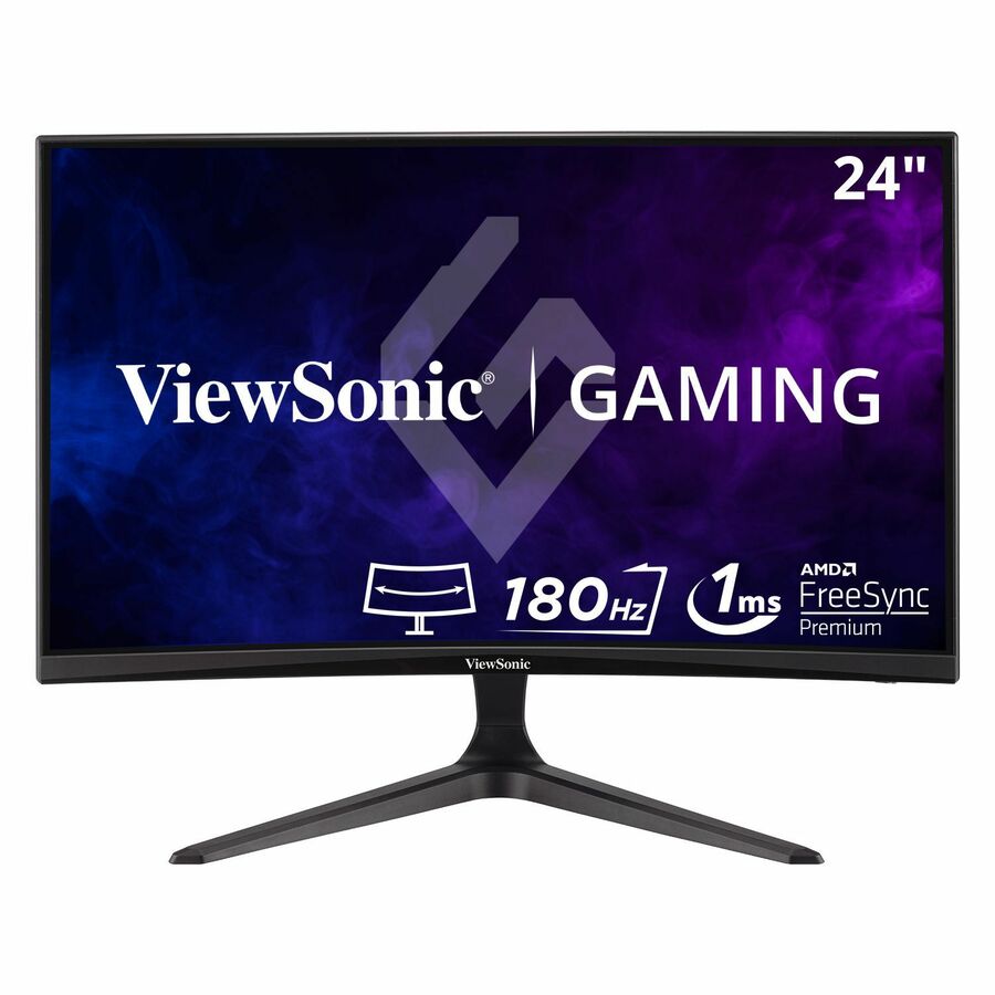 ViewSonic VX2418C 24 Inch 1080p Curved Gaming Monitor, 180Hz and 1ms for Smooth Gameplay, FreeSync Premium and Eye Care Technology for Comfortable Viewing, HDMI, and DisplayPort Inputs
