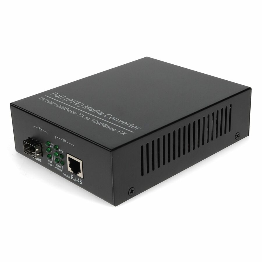 AddOn 10/100/1000Base-TX(RJ-45) to Open SFP Port POE+ Media Converter