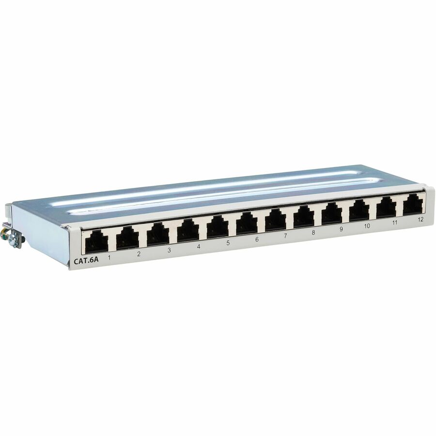 Eaton Tripp Lite Series Cat6a STP Patch Panel, 12 Ports, DIN Rail or Wall Mount, TAA