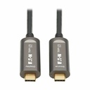 Eaton Tripp Lite Series USB-C to USB-C Plenum-Rated Fiber Active Optical Cable (AOC) - 4K 60 Hz, HDR, 4:4:4, M/M, Black, 30 m (98 ft.), Video-Only