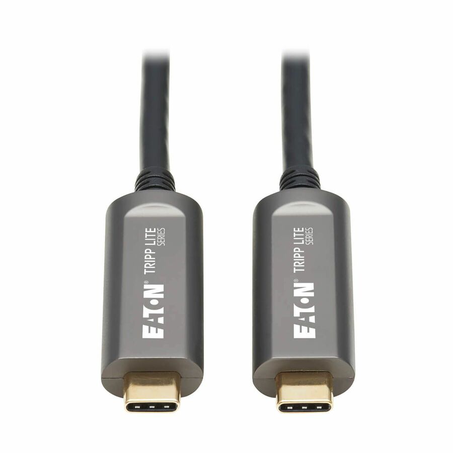 Eaton Tripp Lite Series USB-C AOC Cable (M/M) - USB 3.2 Gen 2 (10 Gbps) Plenum-Rated Fiber Active Optical Cable - Data Only, Black, 30 m (98 ft.)