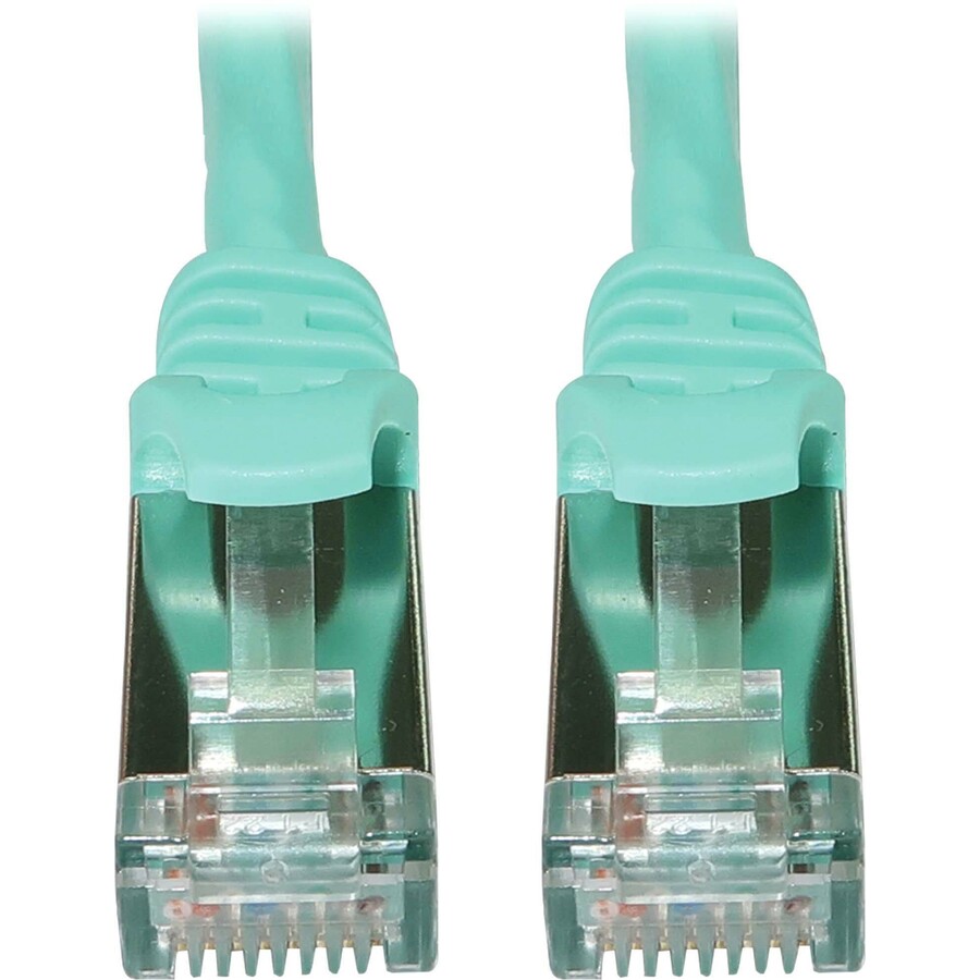 Eaton Tripp Lite Series Cat6a 10G Snagless Shielded Slim STP Ethernet Cable (RJ45 M/M), PoE, Aqua, 25 ft. (7.6 m)