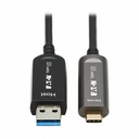Eaton Tripp Lite Series USB-A to USB-C AOC Cable (M/M) - USB 3.2 Gen 2 (10Gbps) Plenum-Rated Fiber Active Optical - Data Only, Black, 10 m (33 ft.)