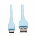 Eaton Tripp Lite Series Safe-IT USB-A to USB-C Antibacterial Cable, USB 2.0, Ultra Flexible (M/M), Light Blue, 6 ft. (1.8 m)
