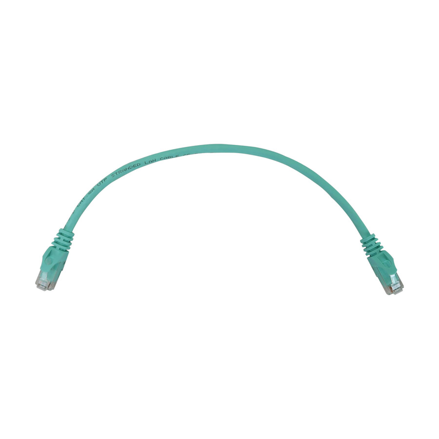 Eaton Tripp Lite Series Cat6a 10G Snagless Molded UTP Ethernet Cable (RJ45 M/M), PoE, Aqua, 1 ft. (0.3 m)