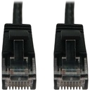 Tripp Lite by Eaton Cat6a 10G Snagless Molded Slim UTP Ethernet Cable (RJ45 M/M), PoE, Black, 6 in. (15 cm)