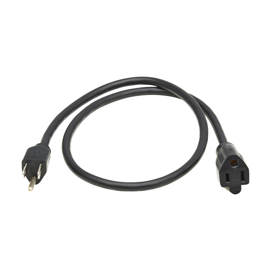 Eaton Tripp Lite Series Power Extension Cord, NEMA 5-15P to NEMA 5-15R - 13A, 120V, 16 AWG, 3 ft. (0.9 m), Black