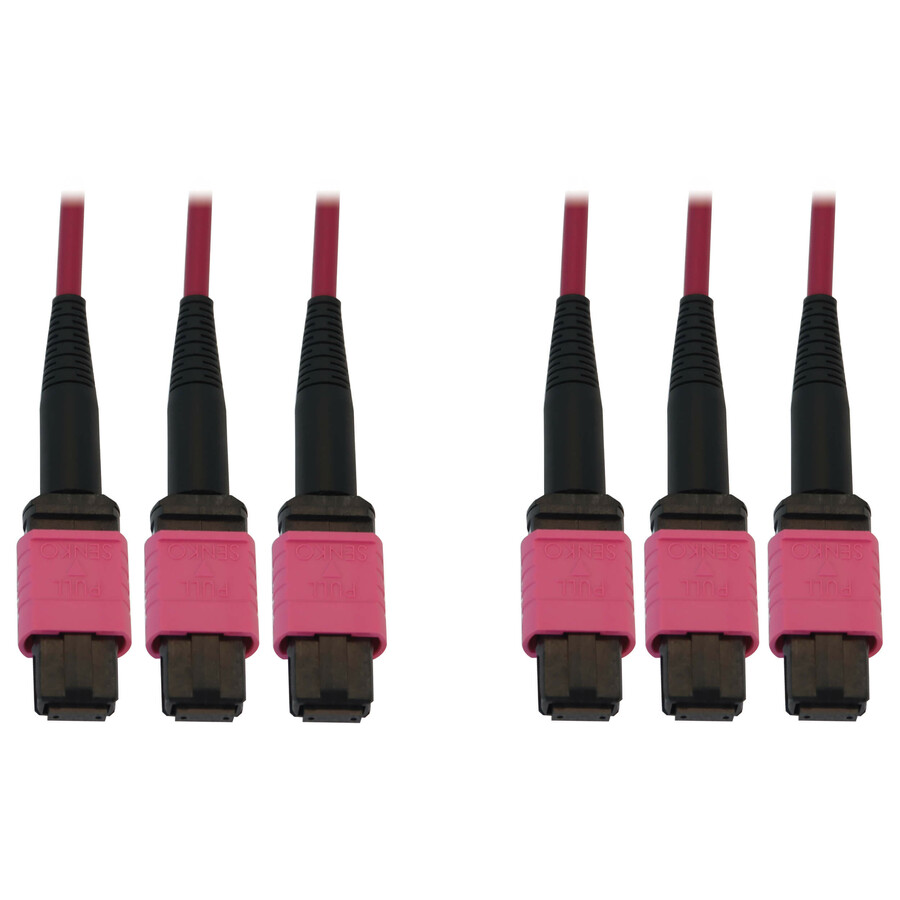 Eaton Tripp Lite Series 40/100/400G Multimode 50/125 OM4 Fiber Optic Cable (3x8F MTP/MPO-PC F/F), LSZH, Magenta, 15 m (49.2 ft.)