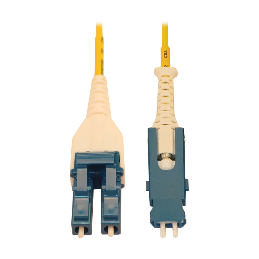 Eaton Tripp Lite Series 40/100/400G Singlemode 9/125 OS2 Fiber Optic Cable (Duplex SN-UPC to Duplex LC-UPC M/M), LSZH, Yellow, 5 m (16.4 ft.)