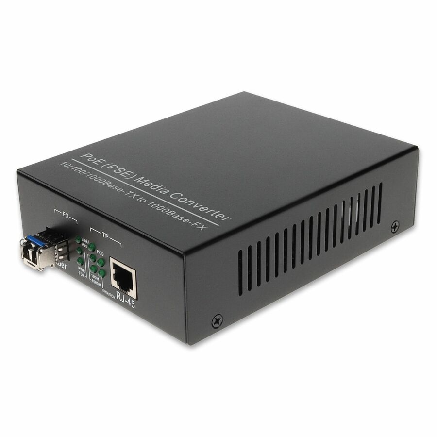 AddOn 10/100/1000Base-TX(RJ-45) to 1000Base-LX(LC) SMF 1310nm 10km POE Media Converter