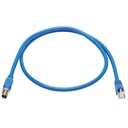 Eaton Tripp Lite Series M12 X-Code Cat6a 10G F/UTP CMR-LP Shielded Ethernet Cable (M12 M/RJ45 M), IP68, PoE, Blue, 1 m (3.3 ft.), TAA