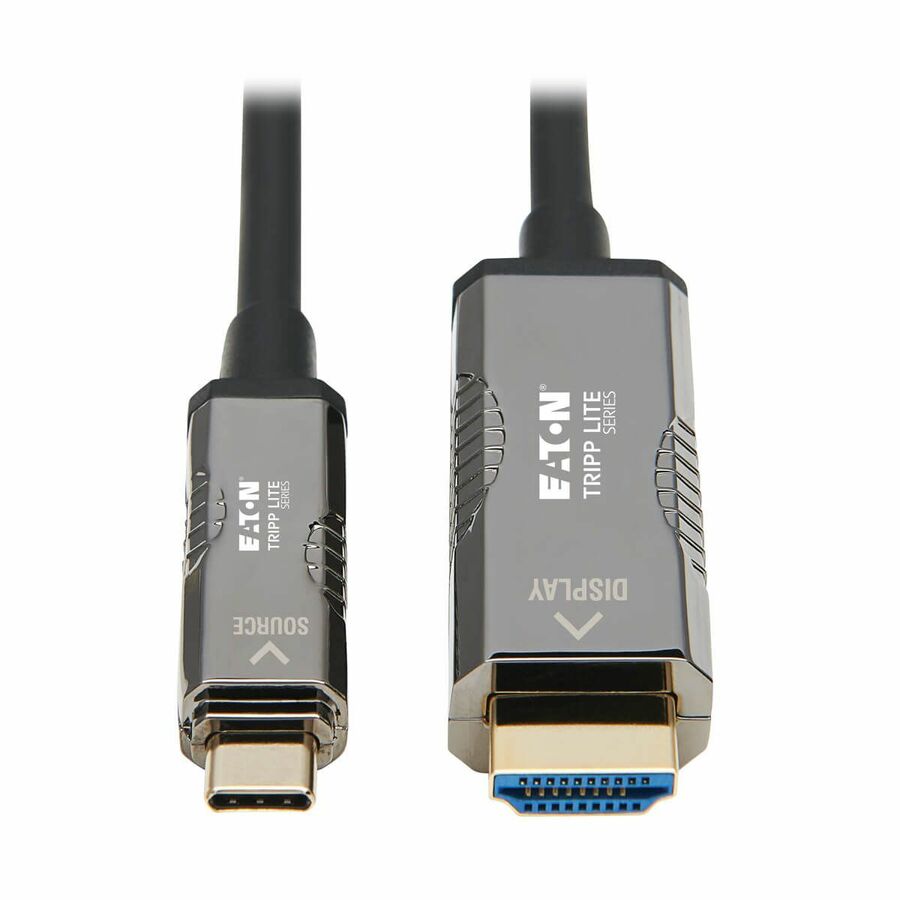 Eaton Tripp Lite Series High-Speed USB-C to HDMI Fiber Active Optical Cable (AOC) - UHD 4K 60 Hz, HDR, CL3 Rated, Black, 15 m (49 ft.)