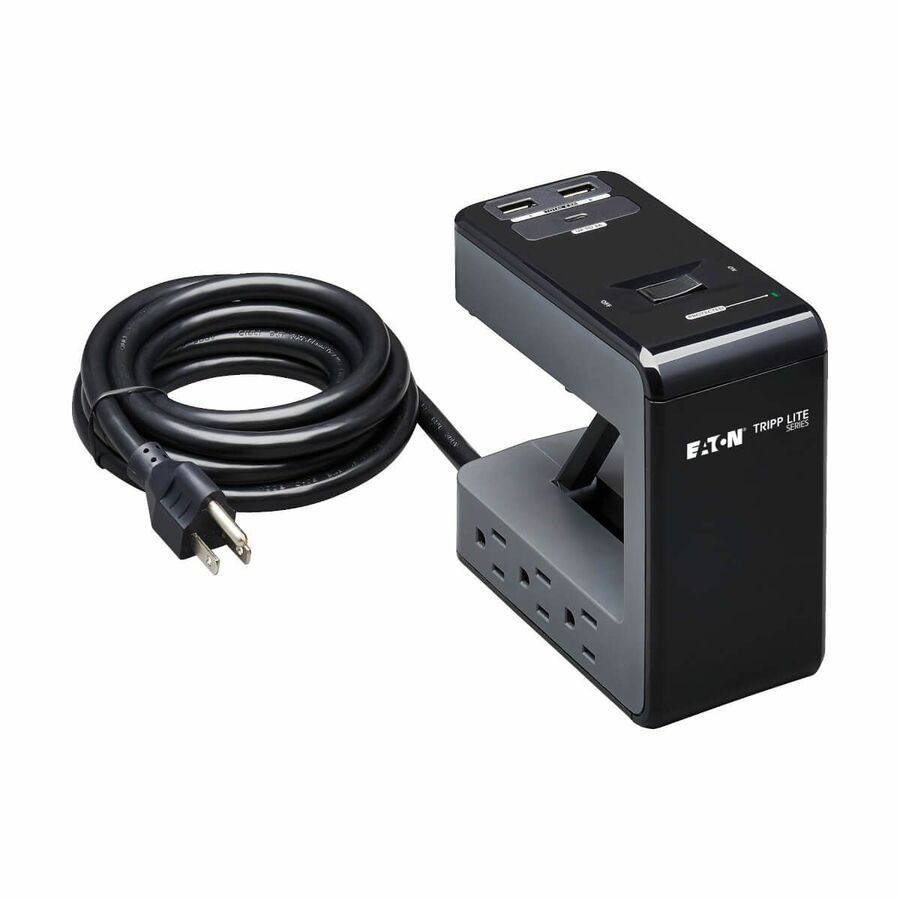 Eaton Tripp Lite Series Safe-IT 6-Outlet Clamp Surge Protector, 5-15R Outlets, 3 USB Charging Ports, 8 ft. (2.4 m) Cord, Antimicrobial Protection