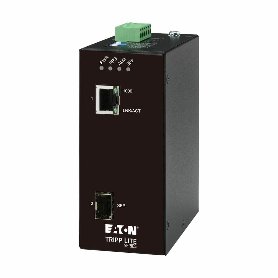 Tripp Lite by Eaton Hardened Gigabit Fiber to Ethernet Media Converter 10/100/1000 Mbps RJ45/SFP -10�° to 60�°C DC Power