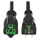 Eaton Tripp Lite Series Safe-IT Antibacterial Hospital-Grade Extension Cord, 5-15P to 5-15R - Green Dot, 13A, 125V, 16 AWG, Black, 10 ft. (3 m)