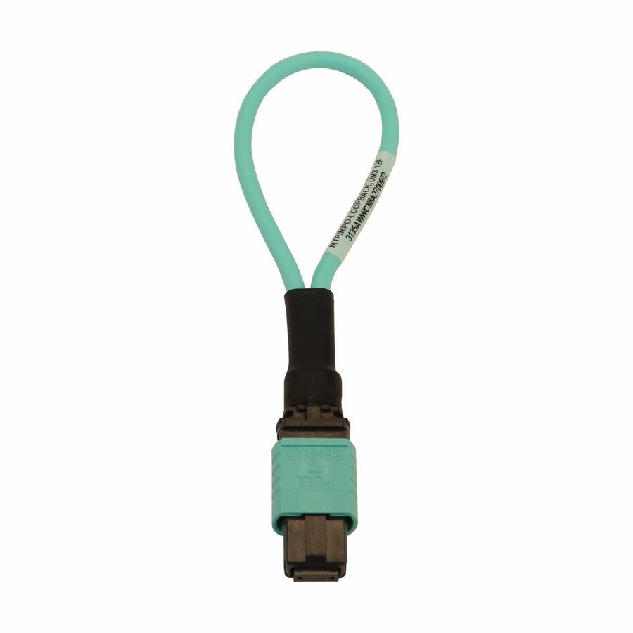 Eaton Tripp Lite Series Multimode 50/125 OM3 Loopback Fiber Optic Cable Tester (12F MTP/MPO Female), LSZH, Aqua