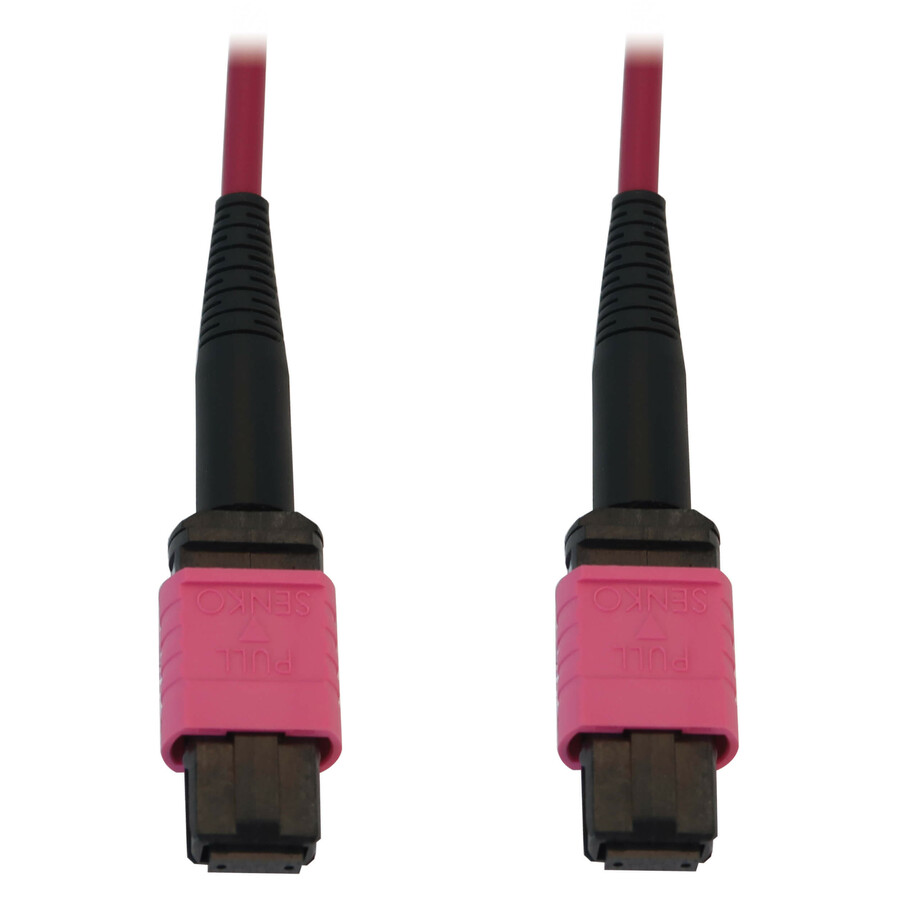 Eaton Tripp Lite Series 100G Multimode 50/125 OM4 Fiber Optic Cable (12F MTP/MPO-PC F/F), LSZH, Magenta, 20 m (65.6 ft.)