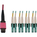 Eaton Tripp Lite Series 40/100G Multimode 50/125 OM4 Fiber Optic Cable (12F MTP/MPO-PC to 4x Duplex LC/PC F/M), LSZH, Magenta, 5 m (16.4 ft.)