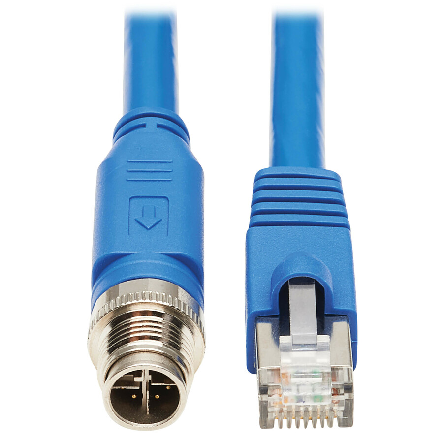 Eaton Tripp Lite Series M12 X-Code Cat6a 10G F/UTP CMR-LP Shielded Ethernet Cable (M12 M/RJ45 M), IP68, PoE, Blue, 3 m (9.8 ft.), TAA
