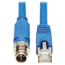 Eaton Tripp Lite Series M12 X-Code Cat6a 10G F/UTP CMR-LP Shielded Ethernet Cable (M12 M/RJ45 M), IP68, PoE, Blue, 3 m (9.8 ft.), TAA